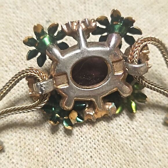 Vintage 40's Miriam Haskell Purple Poured Glass Rhinestone Bracelet - Picture 8 of 11